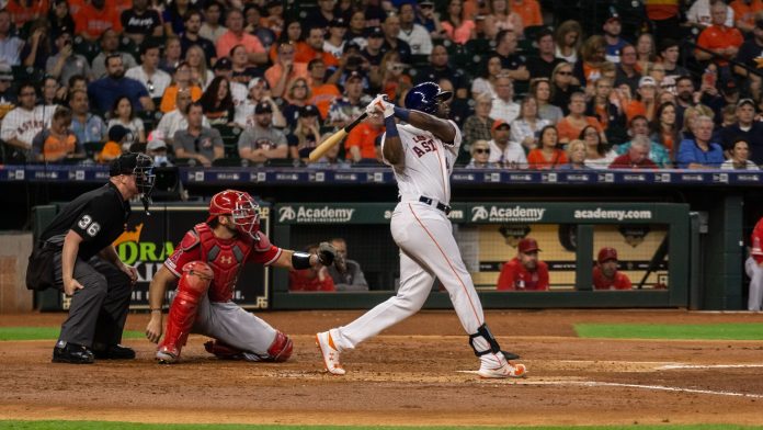 Yordan Alvarez in a rights-cleared editorial photograph
